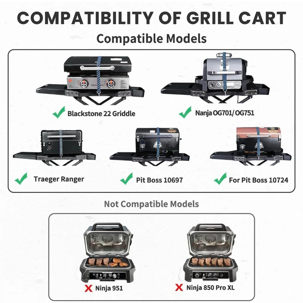 Compatible Portable BBQ🍖Stand w Wheels Side Table & Storage Basket🧺 - Picture 5 of 9